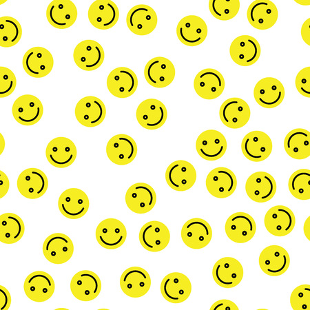 Emoji seamless pattern background. Simple smile yellow emoticons. Vector illustration.のイラスト素材