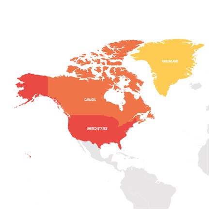 North America Region. Map of countries in northern America. Vector illustration.のイラスト素材