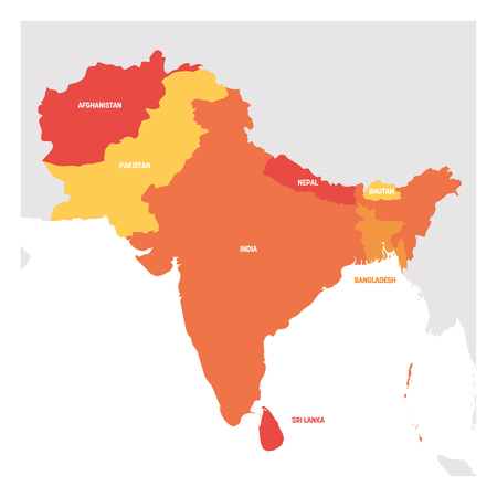 South Asia Region. Map of countries in southern Asia. Vector illustration.のイラスト素材