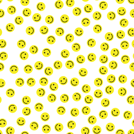 Emoji seamless pattern background. Simple smile yellow emoticons. Vector illustration.のイラスト素材