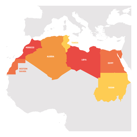 North Africa Region. Map of countries in northern Africa. Vector illustration.のイラスト素材