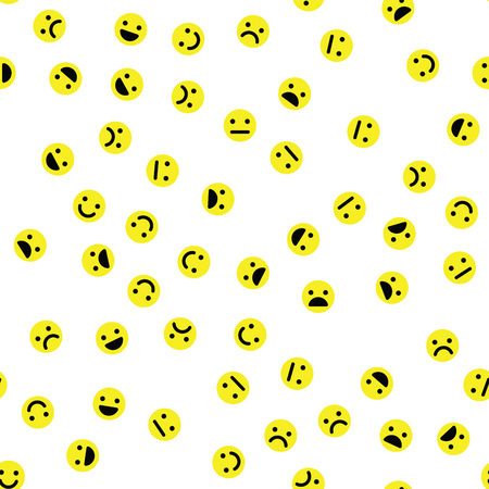 Emoji seamless pattern background. Simple yellow emoticons. Vector illustration.のイラスト素材
