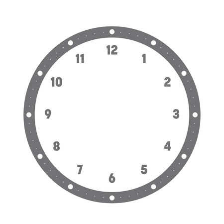 Clock face. Hour dial with numbers. Dots mark minutes and hours. Simple flat vector illustration.のイラスト素材