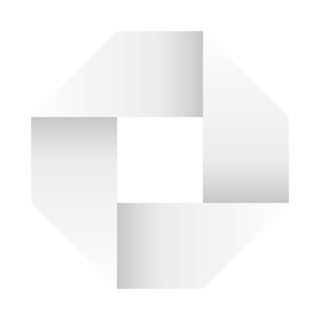 Paper white infinite ribbon loop folded in a shape of square. 3D-like vector symbol. Modern icon design.のイラスト素材