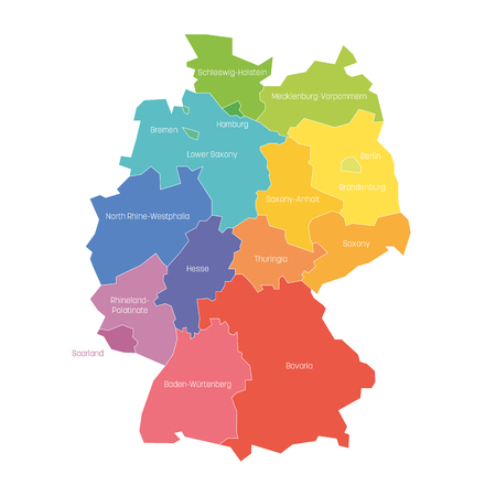 States of Germany. Map of regional country administrative divisions. Colorful vector illustration.のイラスト素材