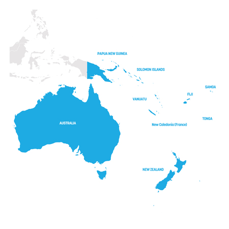 Australia and Oceania Region. Map of countries in South Pacific Ocean. Vector illustration.のイラスト素材