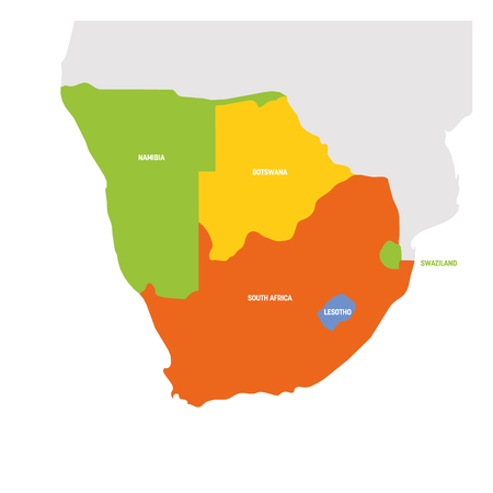South Africa Region. Map of countries in southern Africa. Vector illustration.のイラスト素材