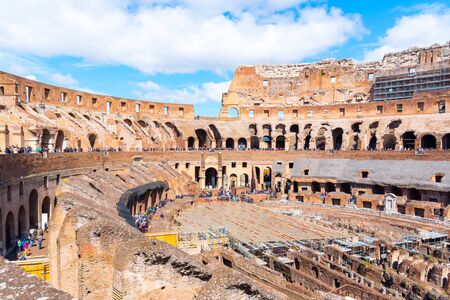 ROME, ITALY - MAY 6, 2019: Interior of Colosseum, aka Coliseum or Flavian Amphiteatre - the biggest amphitheatre of the Worldlocated in the centre of Rome, Italy.のeditorial素材