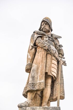 TABOR, CZECH REPUBLIC - APRIL 10, 2019: Jan Zizka of Trocnov and Chalice statue. Hussite military leader and Czech national hero. Tabor Main square, Czech Republic.のeditorial素材