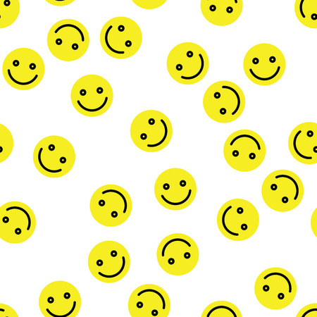 Emoji seamless pattern background. Simple smile yellow emoticons. Vector illustration.のイラスト素材
