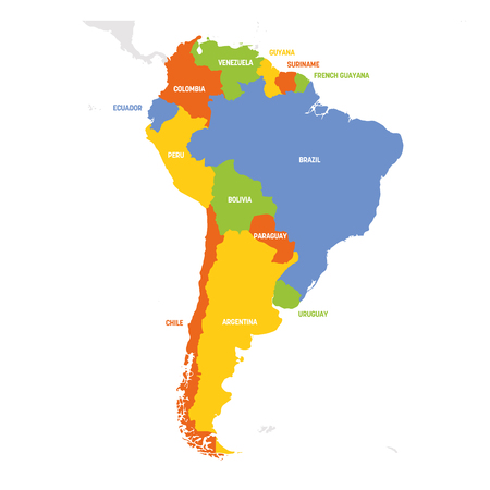 South America Region. Map of countries in southern America. Vector illustration.の写真素材