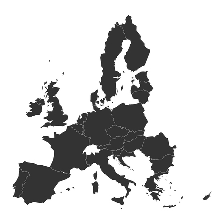 Map of Europe with dark grey EU member states before Brexit. Vector illustration. Simplified map of European Union.の写真素材