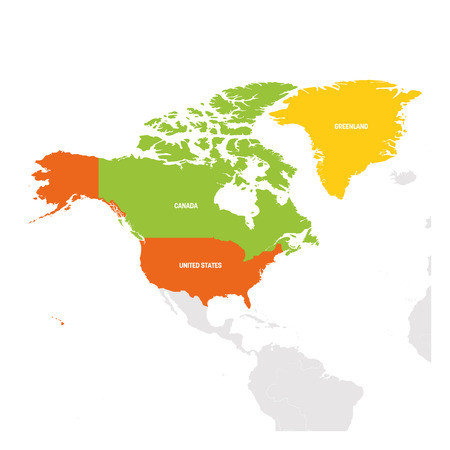 North America Region. Map of countries in northern America. Vector illustration.の写真素材