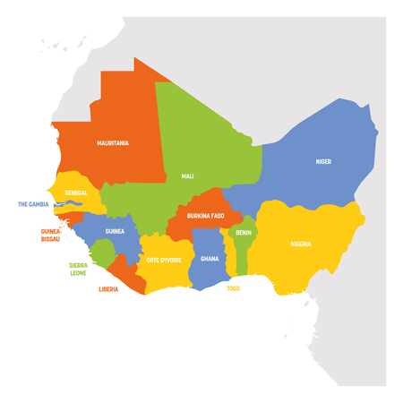 West Africa Region. Map of countries in western Africa. Vector illustration.の写真素材