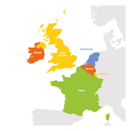 West Europe Region. Map of countries in western Europe. Vector illustration.の写真素材