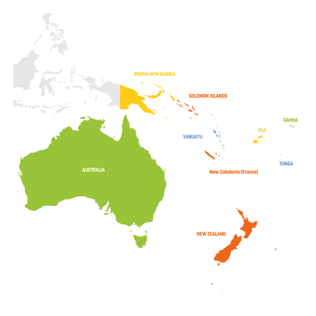 Australia and Oceania Region. Map of countries in South Pacific Ocean. Vector illustration.の写真素材