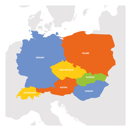 Central Europe Region. Map of countries in central part of Europe. Vector illustration.の写真素材