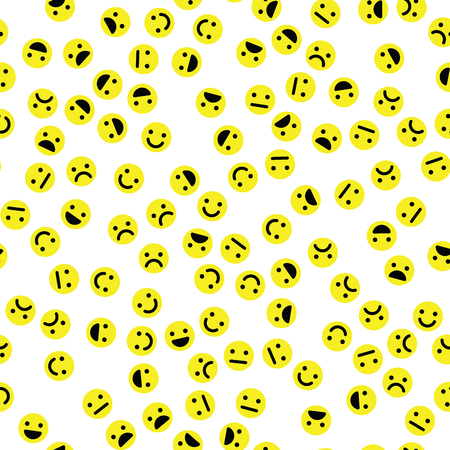 Emoji seamless pattern background. Simple yellow emoticons. Vector illustration.の写真素材