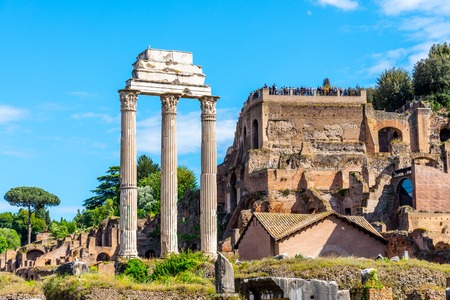 Temple of Castor and Pollux, Italian: Tempio dei Dioscuri. Ancient ruins of Roman Forum, Rome, Italy.の写真素材