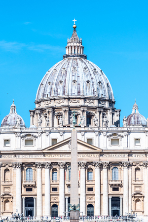 Papal Basilica of St. Peter in the Vatican. Front detailed view of dome.の写真素材