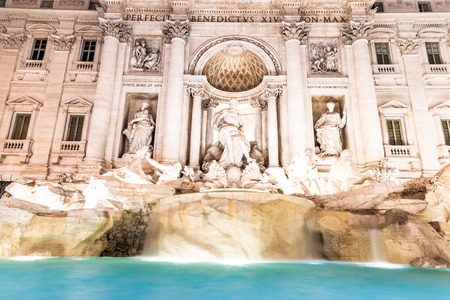 Trevi Fountain, Italian: Fontana di Trevi, illuminated by night in Rome, Italyの写真素材