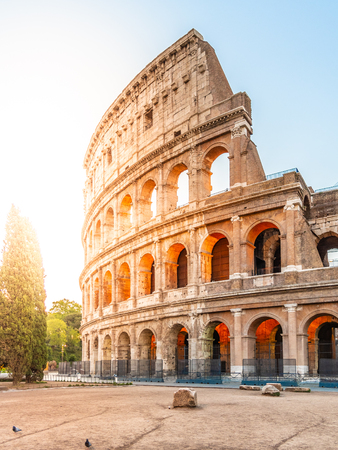 Colosseum, or Coliseum. Morning sunrise at huge Roman amphitheatre, Rome, Italyの写真素材