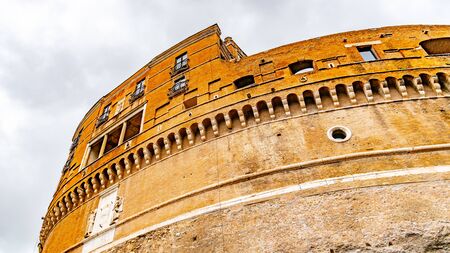 Castel SantAngelo - close-up view of upper part, Rome, Italy.の写真素材