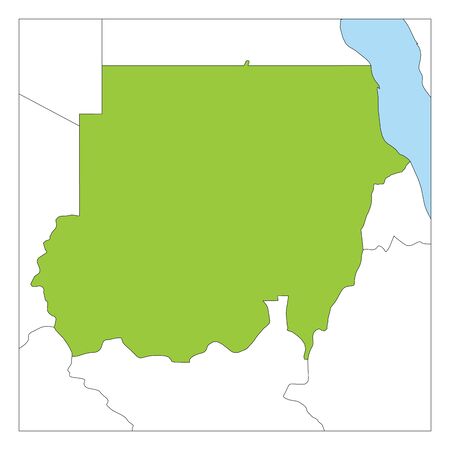Map of Sudan green highlighted with neighbor countries.のイラスト素材