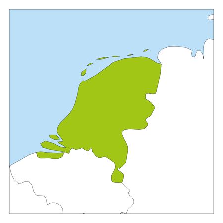 Map of Netherlands green highlighted with neighbor countries.のイラスト素材