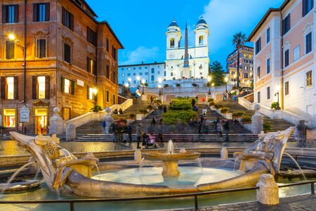 ROME, ITALY - MAY 05, 2019: Many tourists on Spanish Steps in the evening. Rome, Italy.のeditorial素材