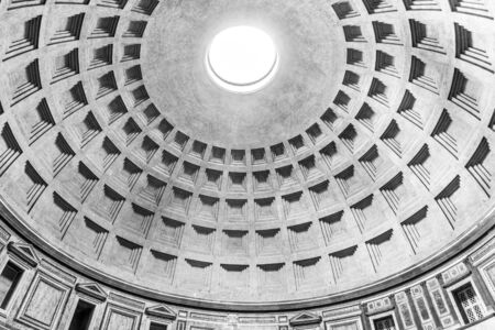 ROME, ITALY - MAY 05, 2019: Monumental ceiling of Pantheon - church and former Roman temple, Rome, Italy.のeditorial素材