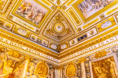 ROME, ITALY - MAY 05, 2019: Picturesque decoration of pope apartment in Castel Sant Angelo, or Hadrian Mausoleum, Rome, Italy.のeditorial素材