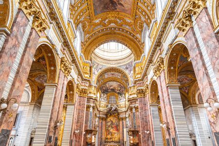 ROME, ITALY - MAY 05, 2019: Picturesque ceiling of San Carlo al Corso basilica in Rome, Italy.のeditorial素材