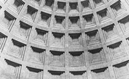 ROME, ITALY - MAY 05, 2019: Detail of ceiling of Pantheon - church and former Roman temple, Rome, Italy.のeditorial素材