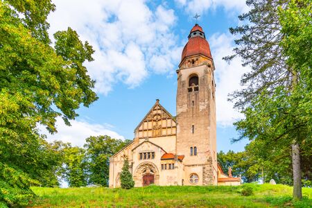 Church of Saint John of Nepomuk in Stechovice near Prague, Czech Republic.の写真素材