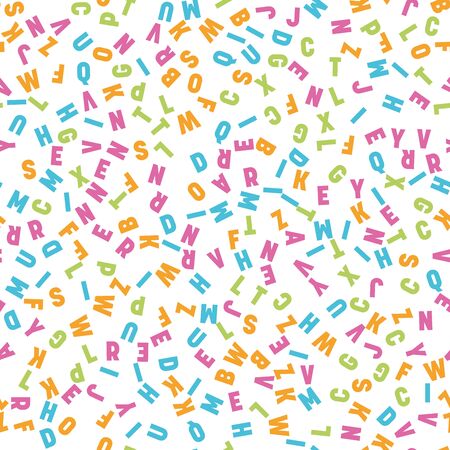 Seamless pattern of colorful letters. Random order signs. Vector background.のイラスト素材