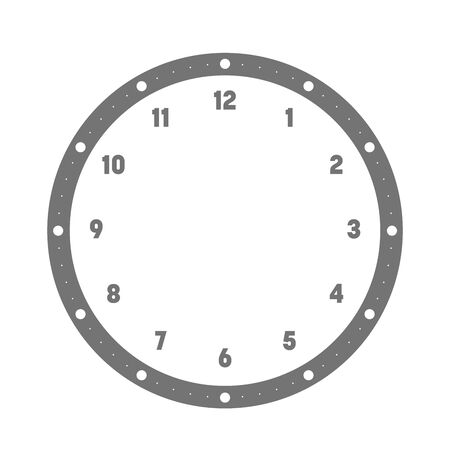 Clock face. Hour dial with numbers. Dots mark minutes and hours. Simple flat vector illustration.のイラスト素材