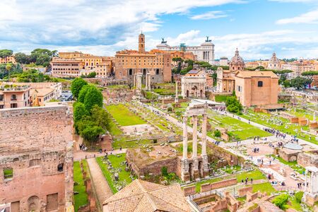 Roman Forum, Latin Forum Romanum, most important cenre in ancient Rome, Italy.の写真素材