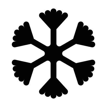 Snowflake icon. Christmas and winter theme. Simple flat black illustration with rounded corners on white background.のイラスト素材