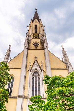 Church of Assumption of St. Mary, German: Stadtpfarrkirche Maria Himmelfahrt, in Melk, Austria.の写真素材