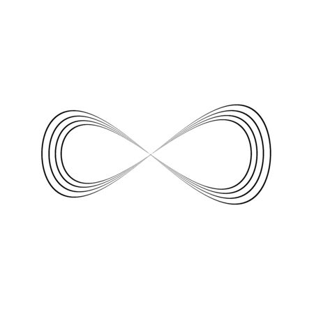Infinity symbol of multiple thin black lines. Concept of infinite, limitless and endless. Simple flat vector design element.のイラスト素材