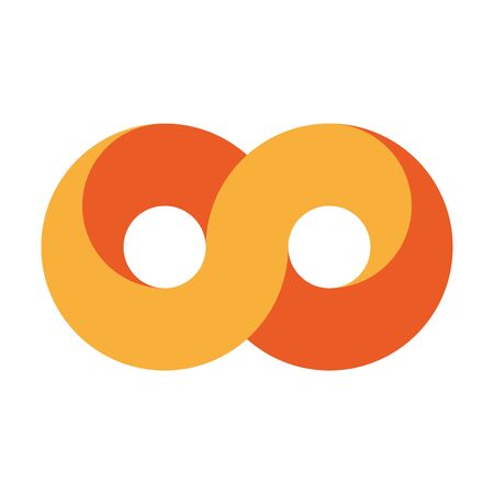 Orange infinity symbol icon. 3D-like design effect. Vector illustration.のイラスト素材