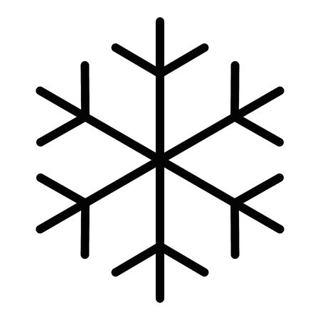Snowflake icon. Christmas and winter theme. Simple flat black illustration on white background.のイラスト素材