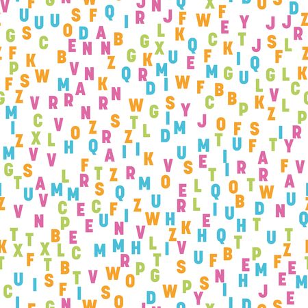 Seamless pattern of colorful letters. Random order signs. Vector background.のイラスト素材