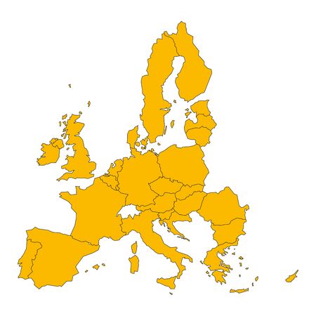 Political map of European Union, EU, member states. Simple flat vector illustration.のイラスト素材