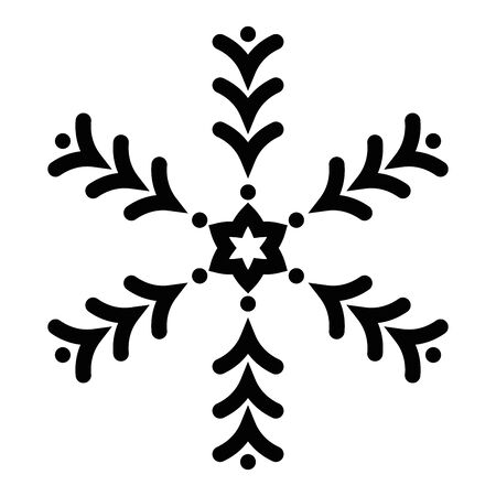 Snowflake icon. Christmas and winter theme. Simple flat black illustration on white background.のイラスト素材