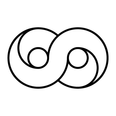 Black outline infinity symbol icon. Concept of infinite, limitless and endless. Simple flat vector design element.のイラスト素材