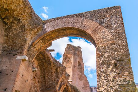 Bottom view of arches of ancient ruins on Palatine Hill.の写真素材