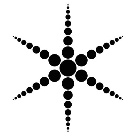 Simple black dotted snowflake. Vector icon. Christmas and winter theme.のイラスト素材