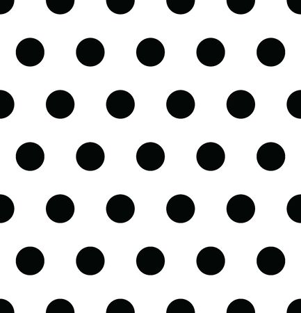Seamless polka dot pattern in triangular arrangement. Black dots on white background. Vector illustration.のイラスト素材